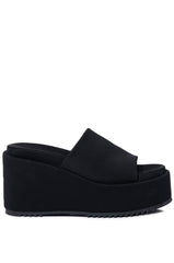AZALEA WANG AQUARIA FLATFORM SANDAL IN BLACK