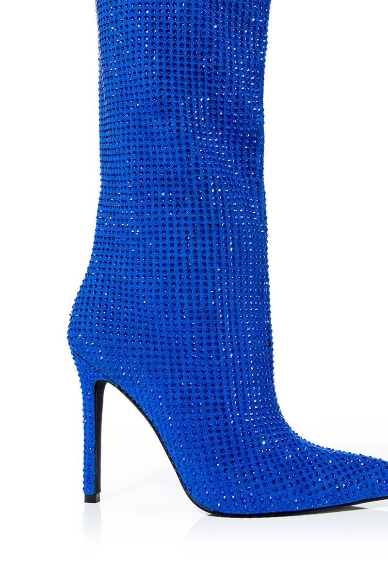 AZALEA WANG BELLA BLING STILETTO BOOT IN BLUE