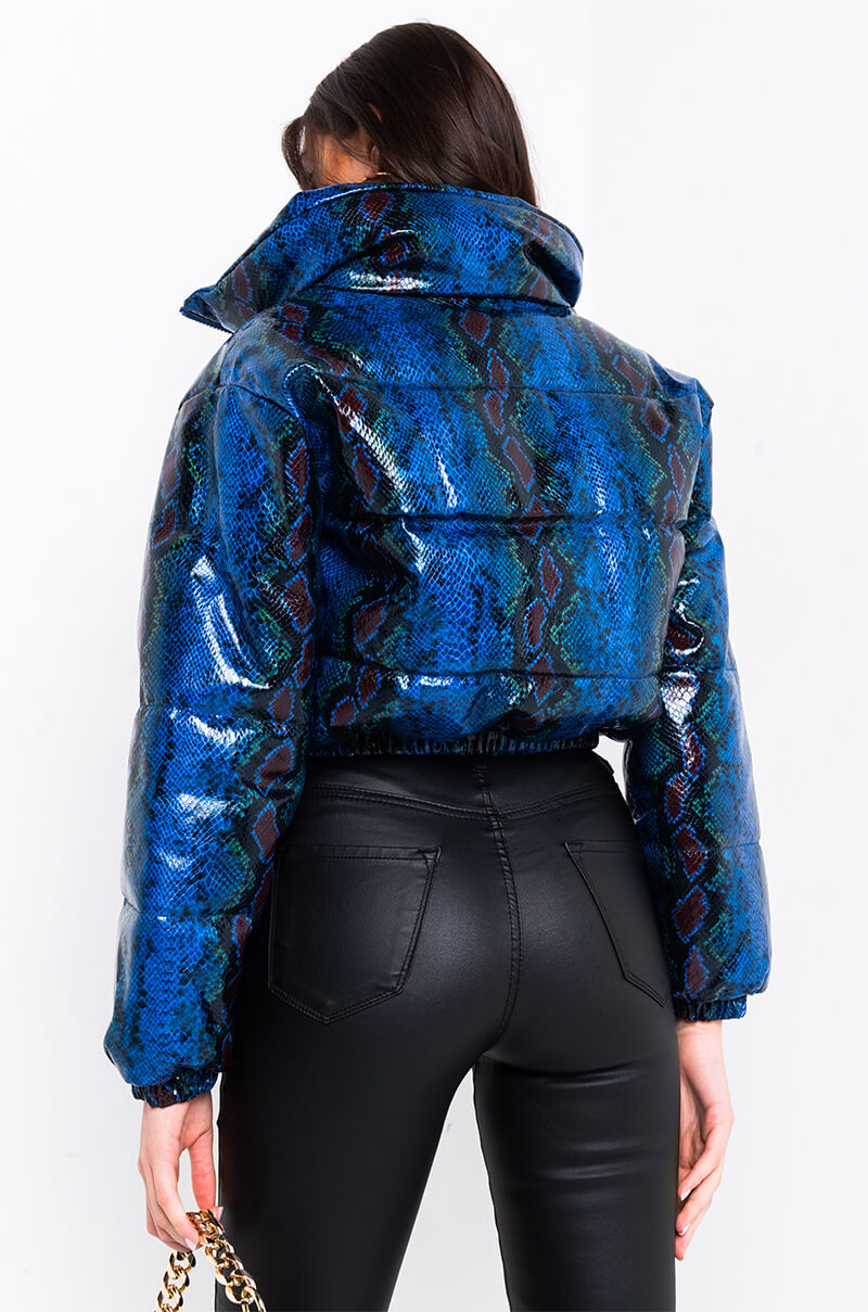 AZALEA WANG BLUE PARK SNAKE PUFFER JACKET