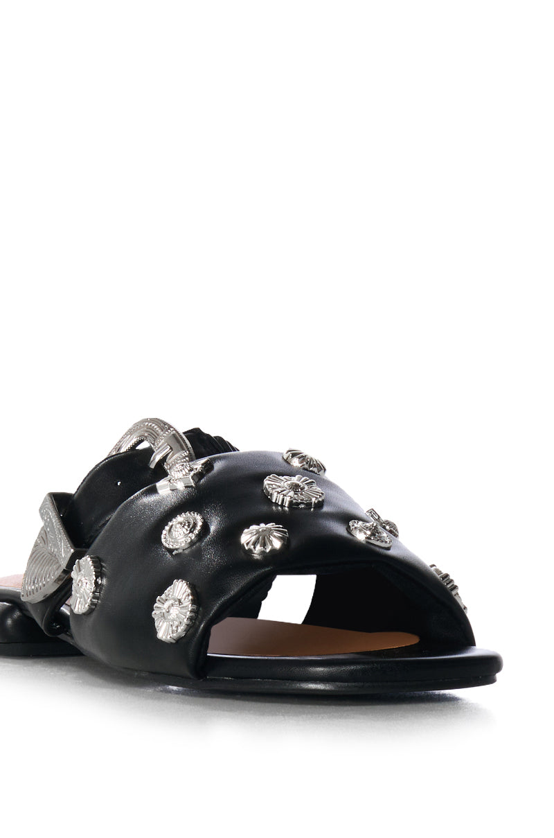 AZALEA WANG CLARABELLE SILVER CHARM SANDAL