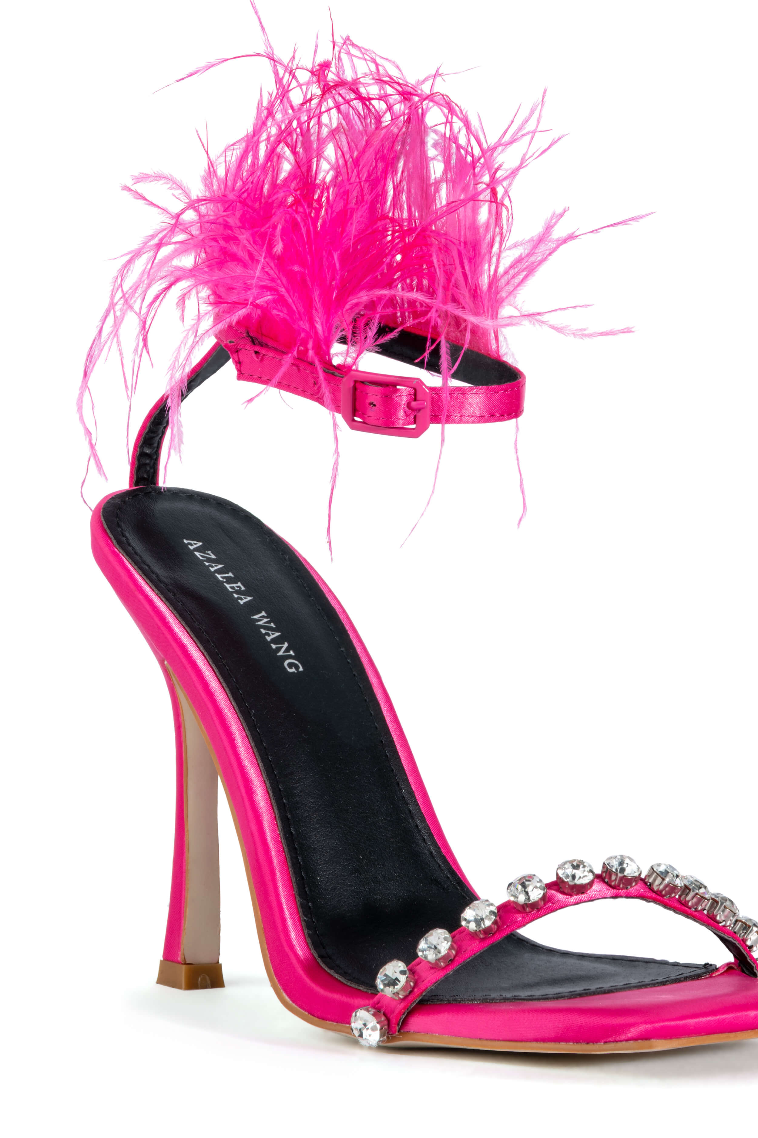 AZALEA WANG CONFETTI FEATHER STILETTO SANDAL IN PINK