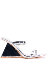 AZALEA WANG CORNELL WEDGE PATENT SANDA IN SILVER