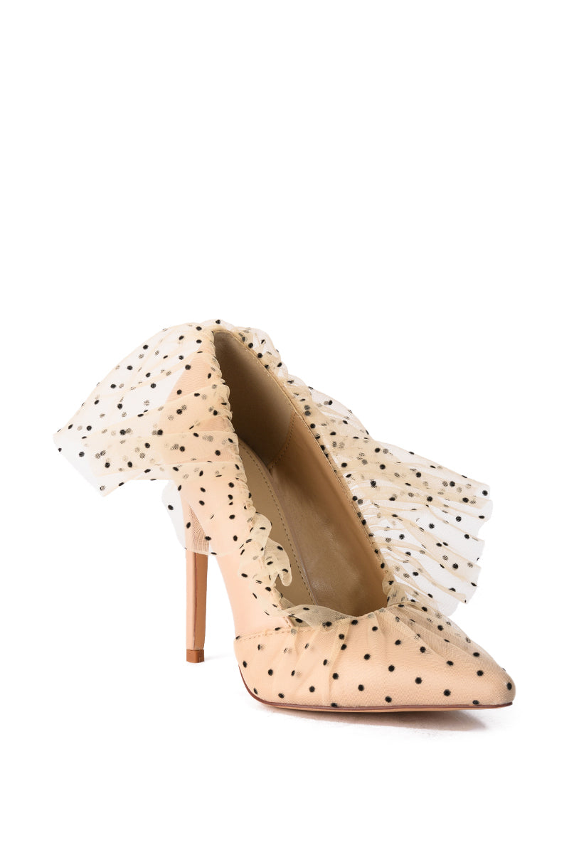 AZALEA WANG DISCREET TULLE POLKA DOT PUMP IN NUDE