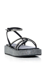 AZALEA WANG DRUSILLA BLACK RHINESTONE SANDAL