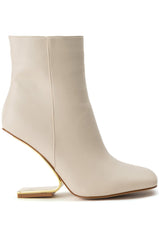 AZALEA WANG ARIANNA SMOOTH VEGAN LEATHER WEDGE BOOTIE IN BONE