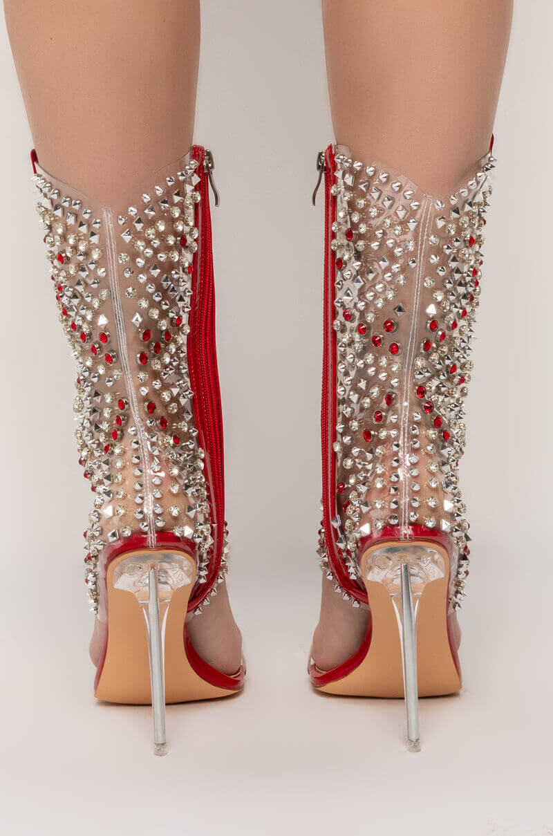 AZALEA WANG FIGHT FOR IT STILETTO BOOTIE IN RED