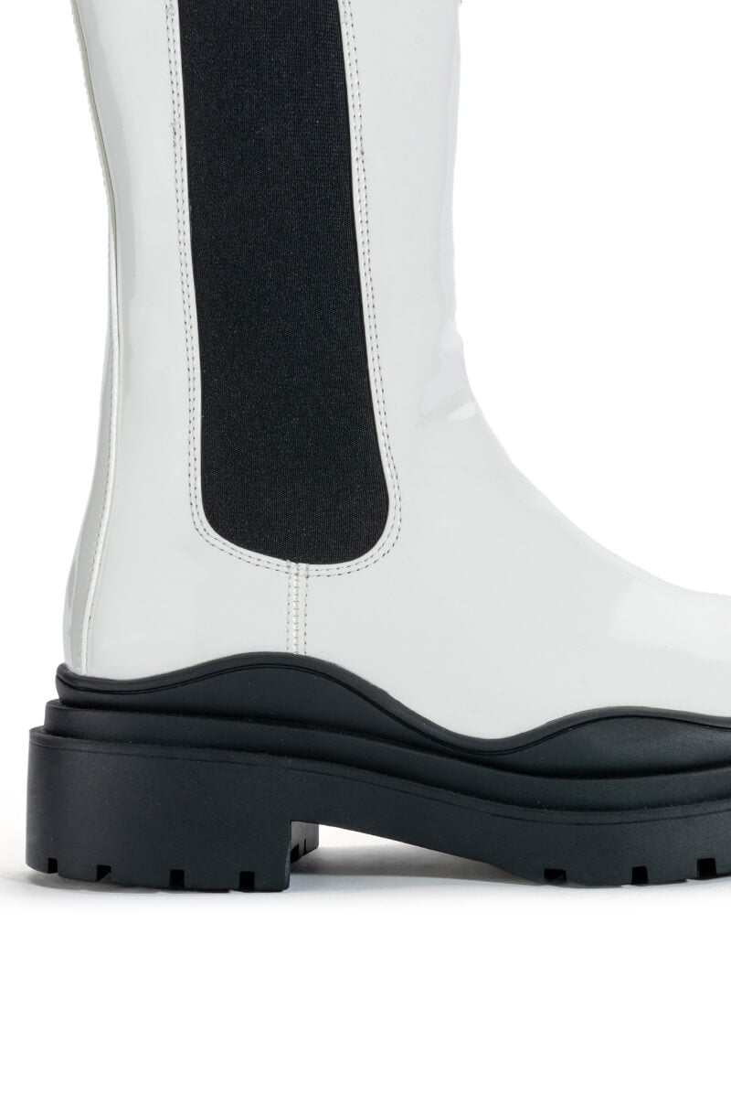 AZALEA WANG GHOSTED FLATFORM CHELSEA BOOT IN BLACK WHITE