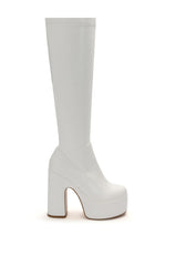 AZALEA WANG SUTTON PU CHUNKY BOOT IN WHITE