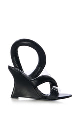 AZALEA WANG MINORU PUFF WEDGE SANDAL IN BLACK