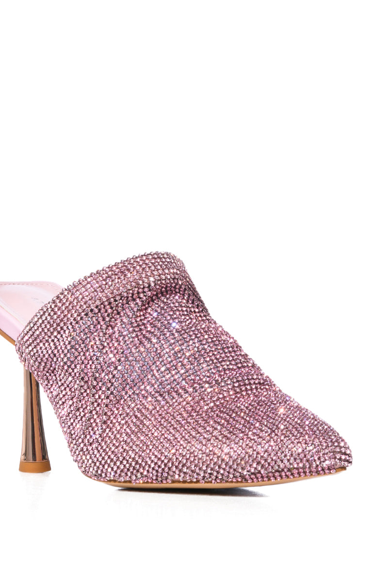 AZALEA WANG RAIN RHINESTONE EMBELLISHED MULE IN PINK
