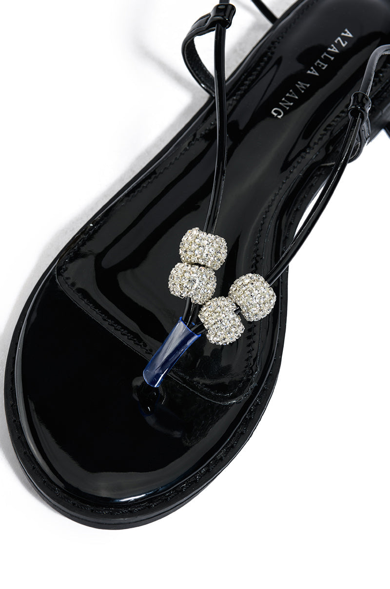 AZALEA WANG ROCKFORD TIE UP FLAT SANDAL IN BLACK