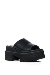 AZALEA WANG SAFIA CHUNKY BLACK SANDAL