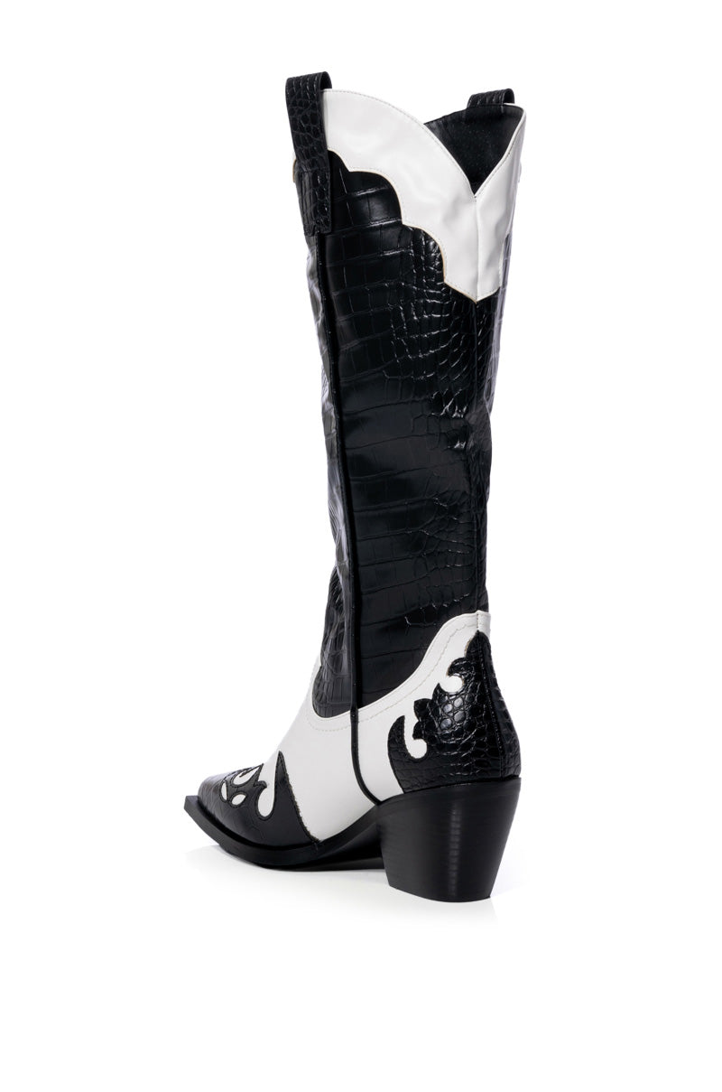 AZALEA WANG SALLY WESTERN BOOTIE IN BLACK WHITE