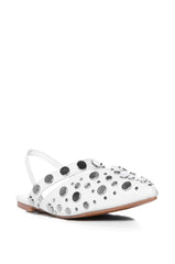 AZALEA WANG TESSIE WHITE SILVER EMBELLISHED FLAT