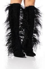 AZALEA WANG TORNADO FEATHER KNEE HIGH BOOT
