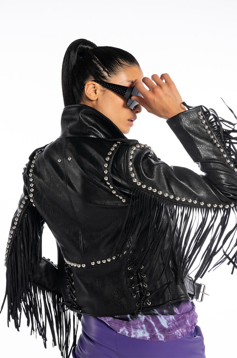 AZALEA WANG CODY WY FRINGE MOTO JACKET