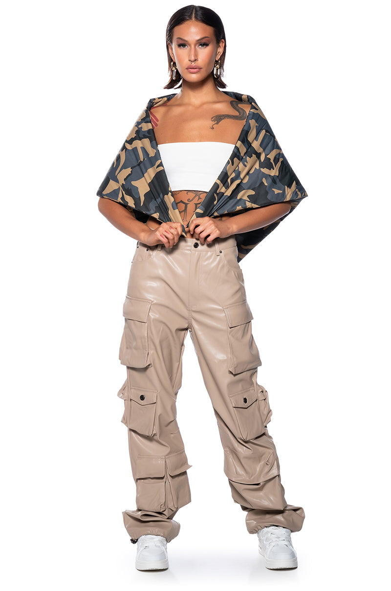 BASICALLY A MODEL PU CARGO PANT