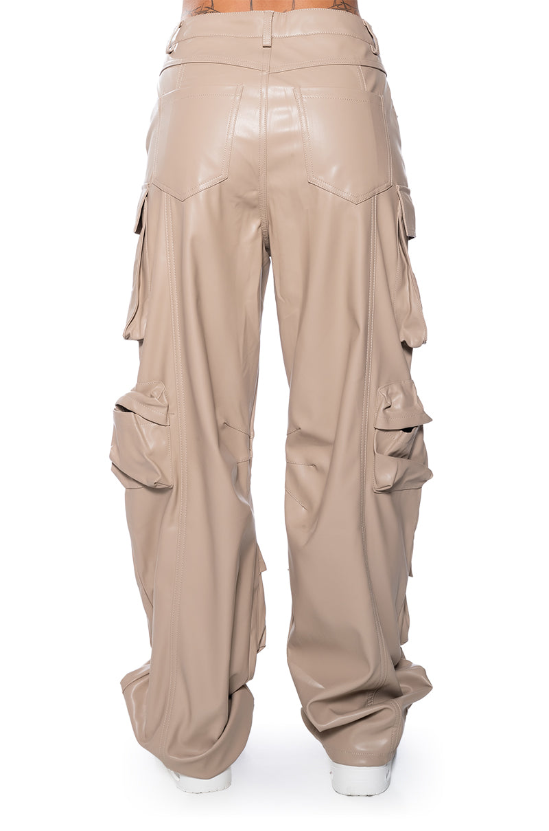 BASICALLY A MODEL PU CARGO PANT