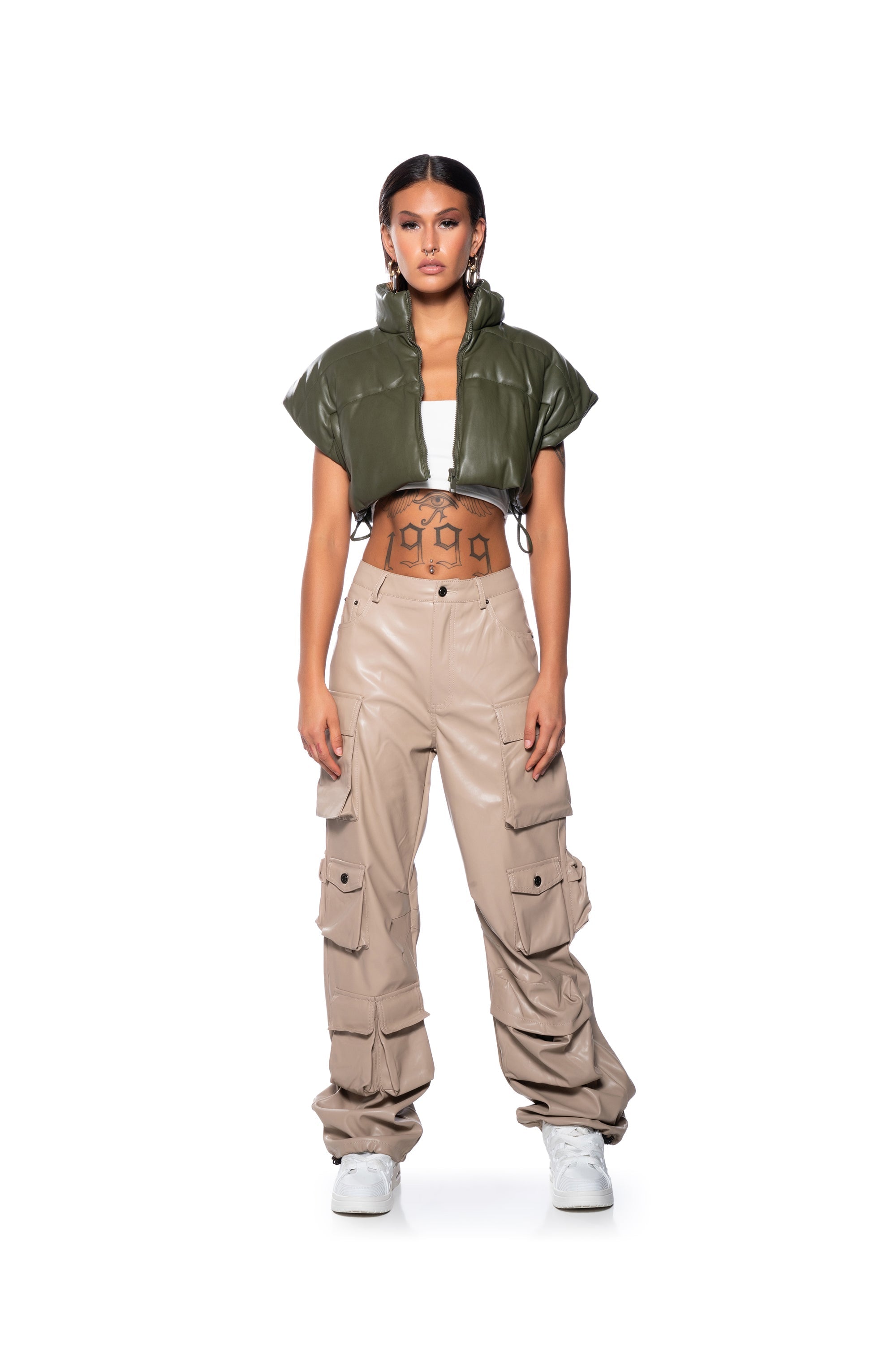 BASICALLY A MODEL PU CARGO PANT