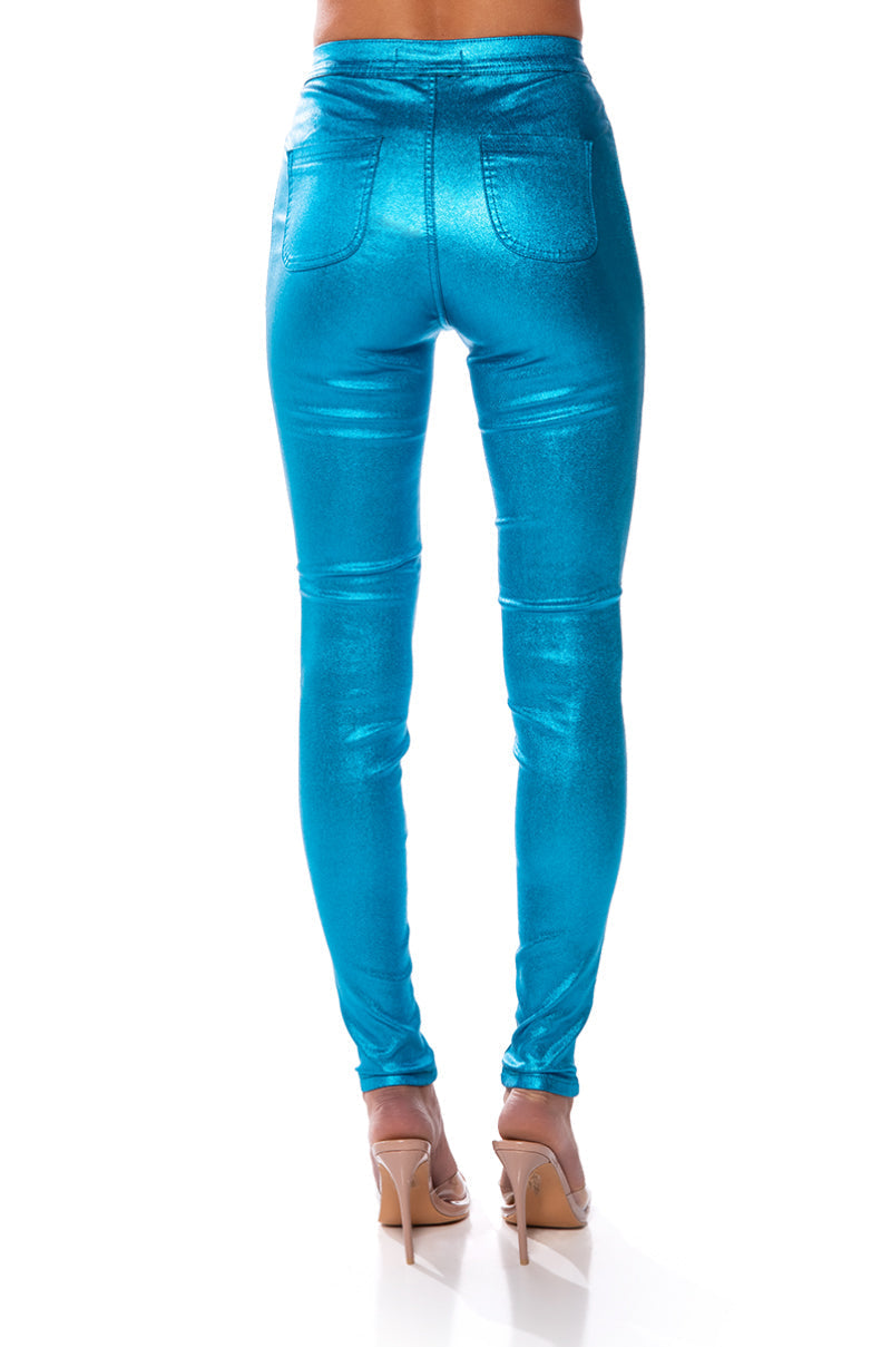 BORN TO SHINE METALLIC SKINNY PANTS