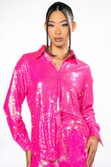 BRIGHT BRIGHT PINK SEQUIN SHIRT