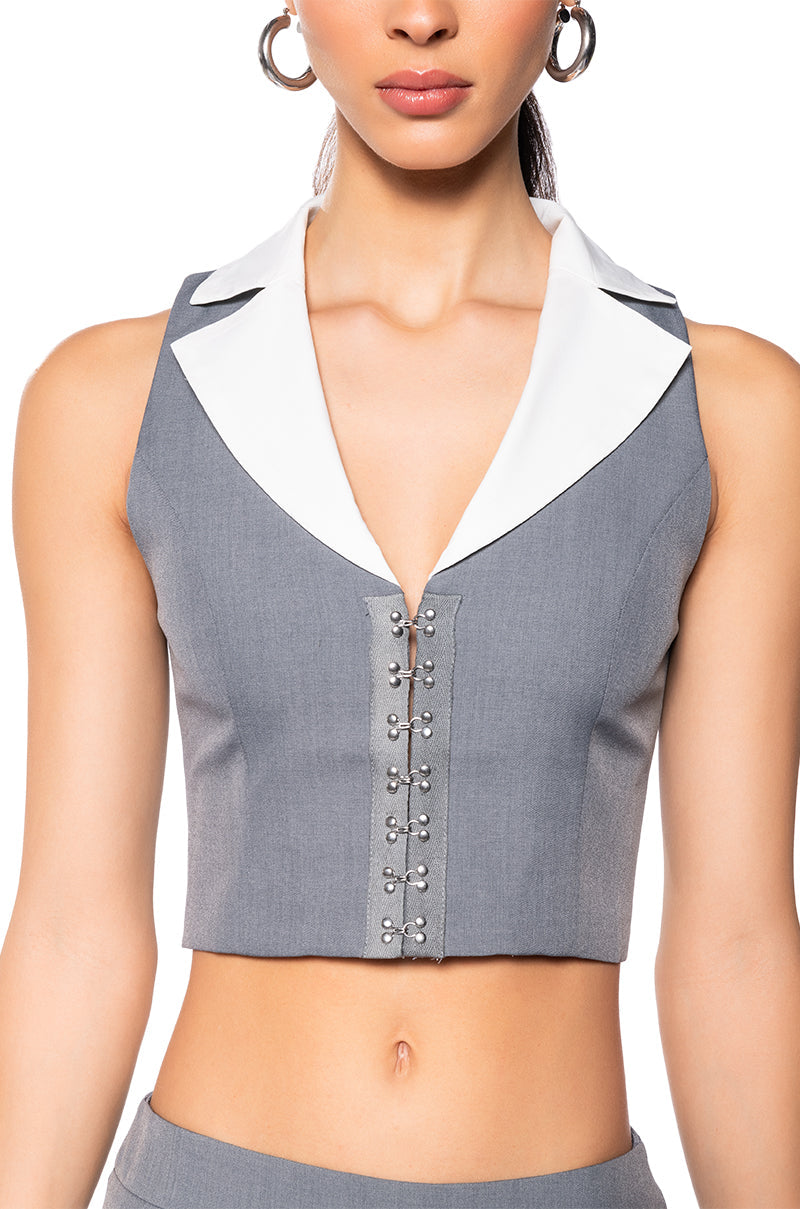 BRITNEY COLLARED VEST TOP