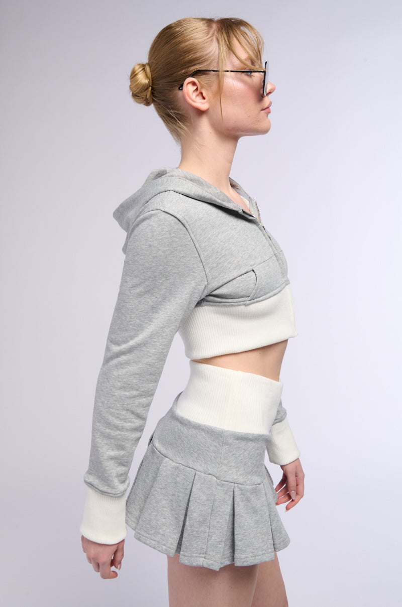 CALL ME MAYBE CROPPED ZIP UP SWEATSHIRT