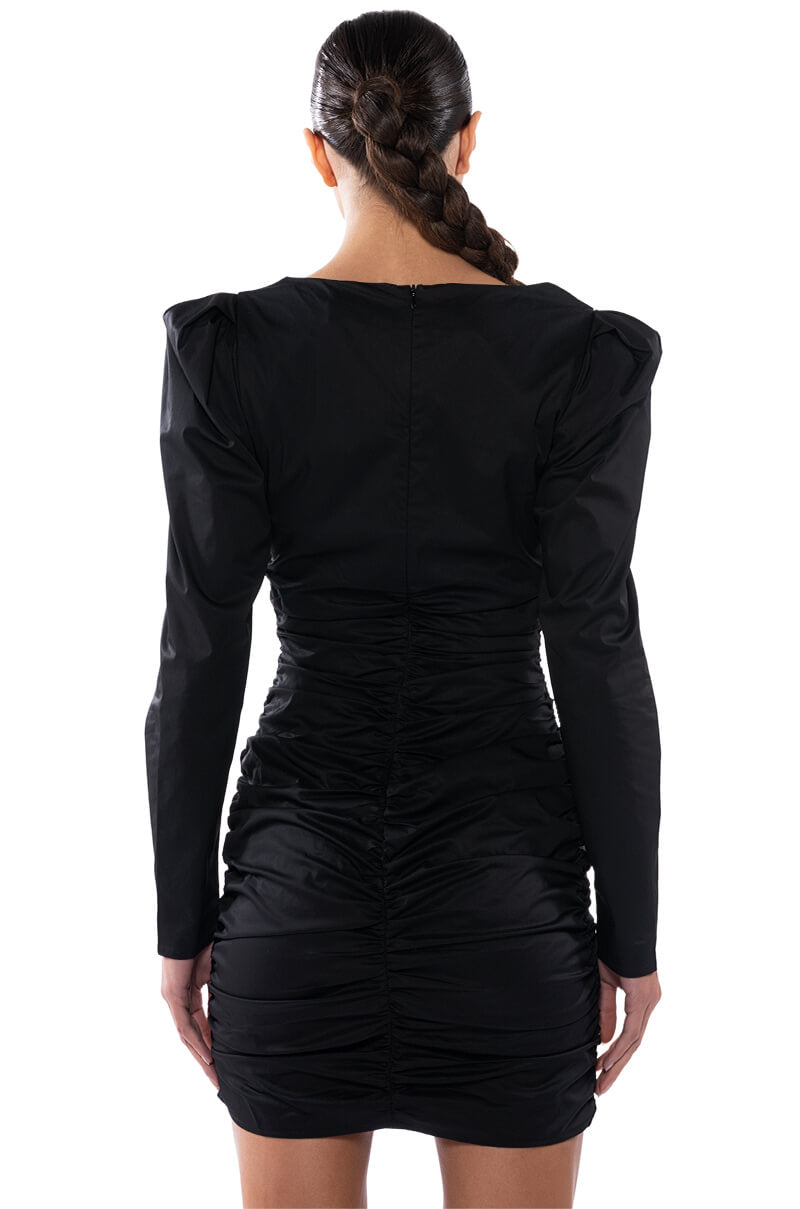 JULITA RUCHED PUFF SLEEVE MINI DRESS