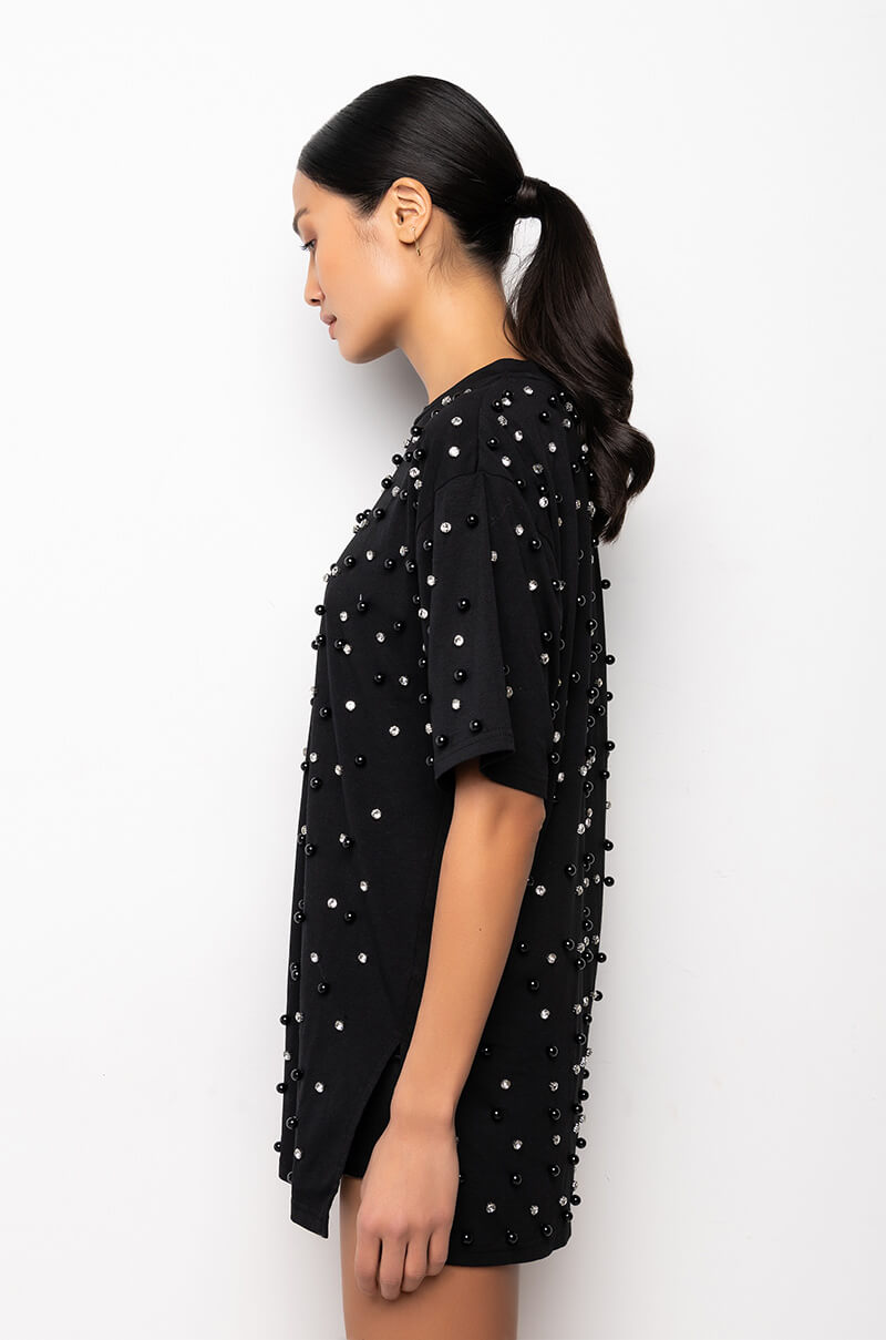 CECE EMBELLISHED OVERSIZED T SHIRT