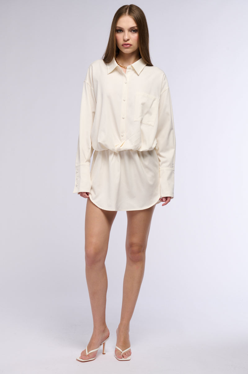 CHIC AF BUTTON DOWN SHIRT MINI DRESS