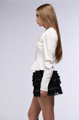 CLARA PEPLUM BUTTON DOWN TOP
