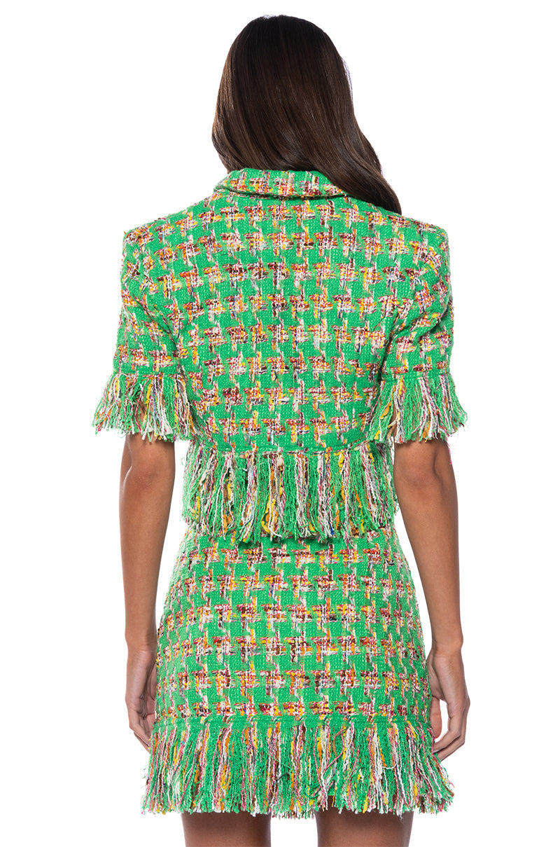 COCO FRINGE TWEED MINI SKIRT SUIT SET