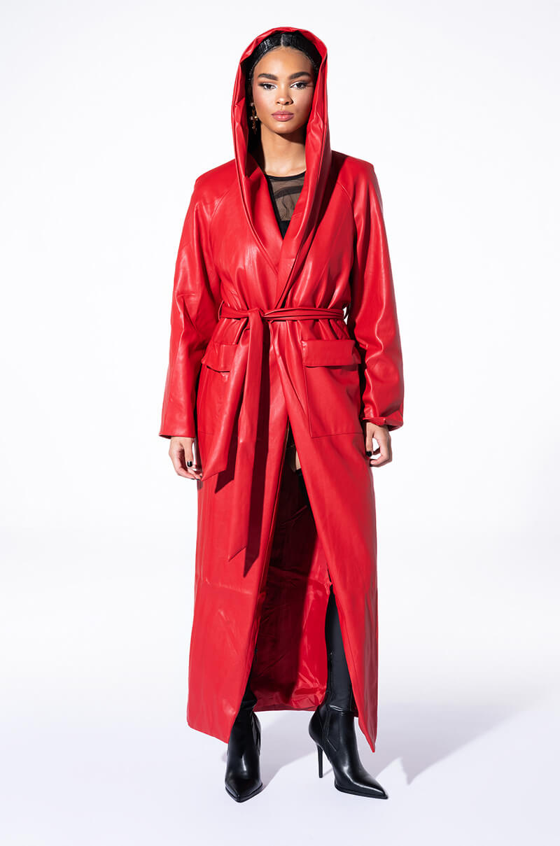 COME ON MR DJ PLEATHER TRENCH DRESS