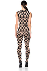DAHLIA KNIT CHECKERED PLAYSUIT