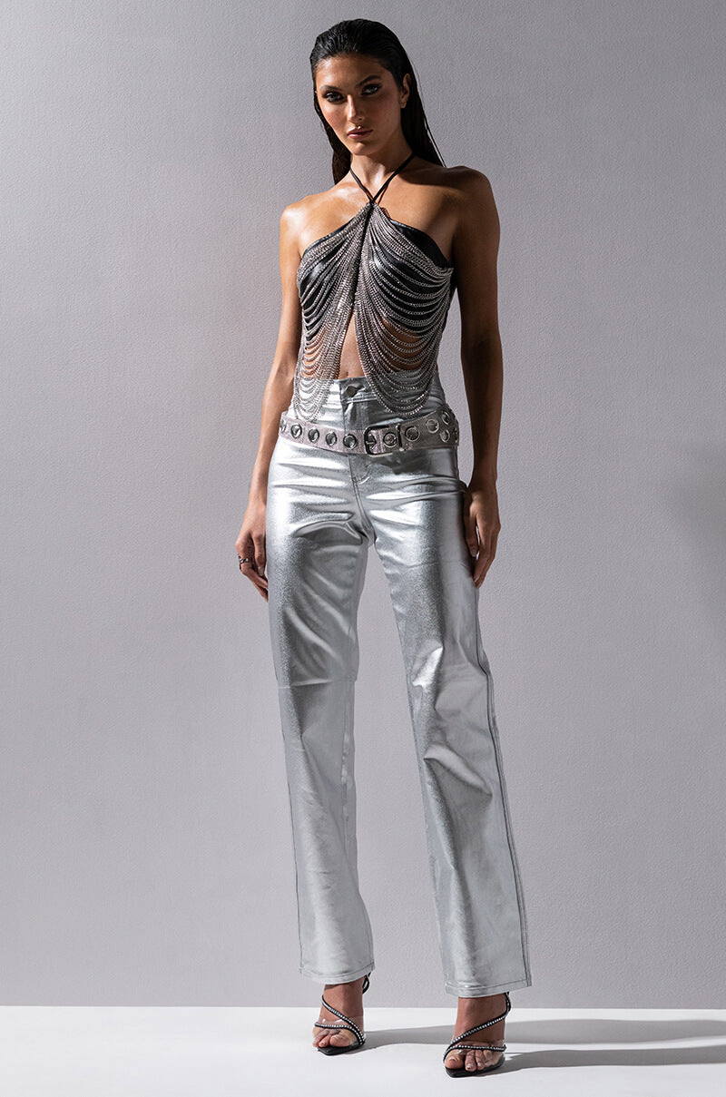 DAZZLING CHAINS HALTER TOP