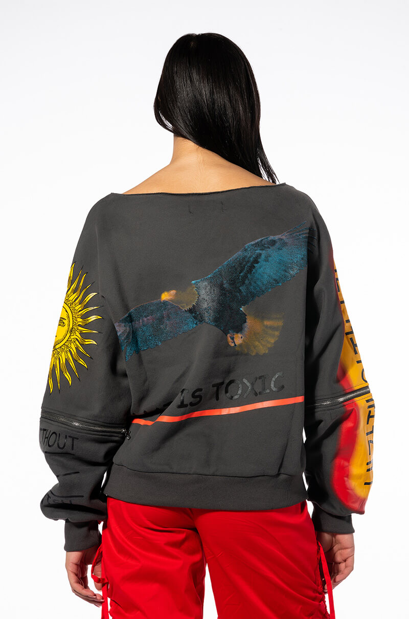 DEEP THOUGHTS OVERSIZED GRAPHIC SWEATSHIRT