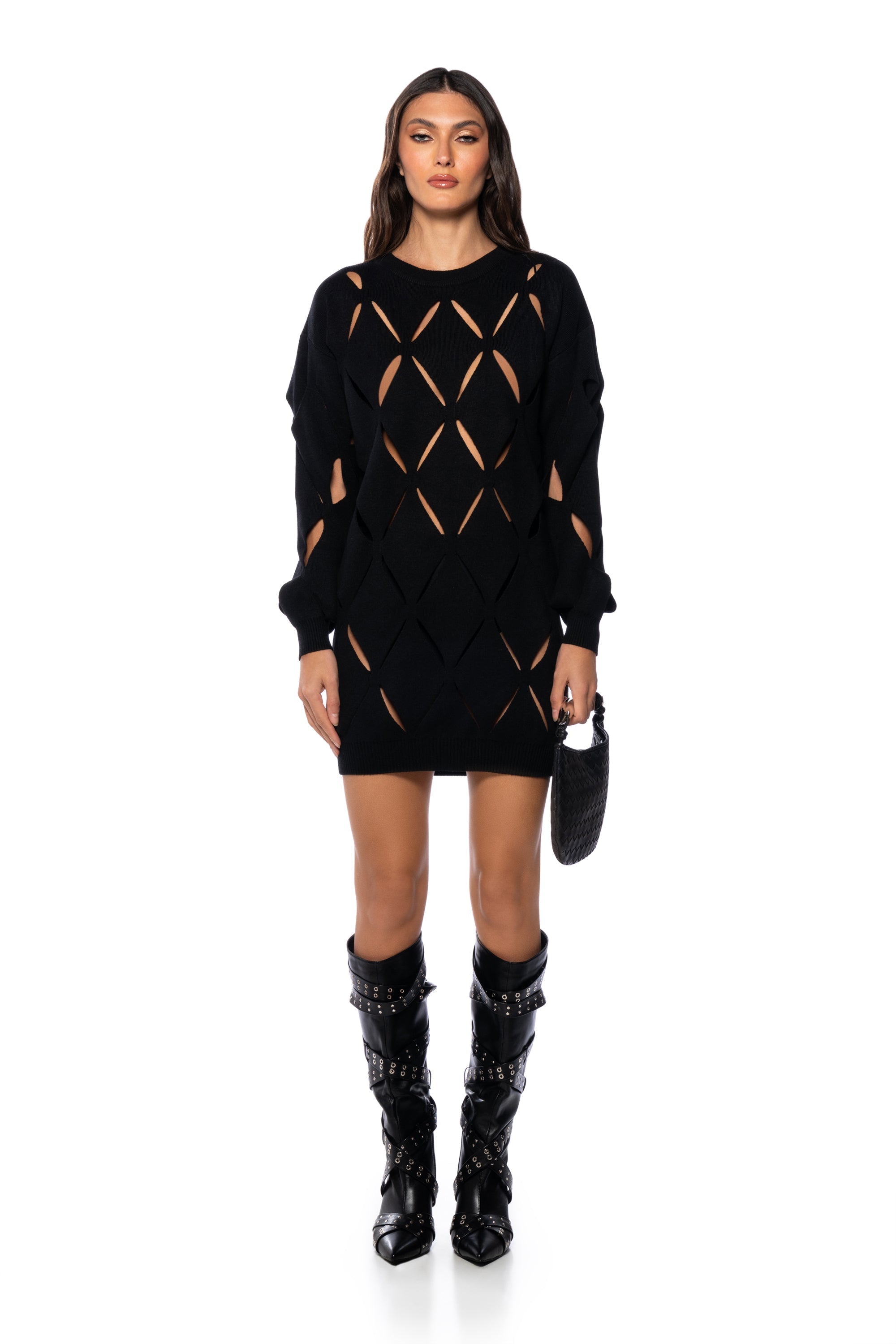 DIAMOND CUT OVERSIZED SWEATER DRESS