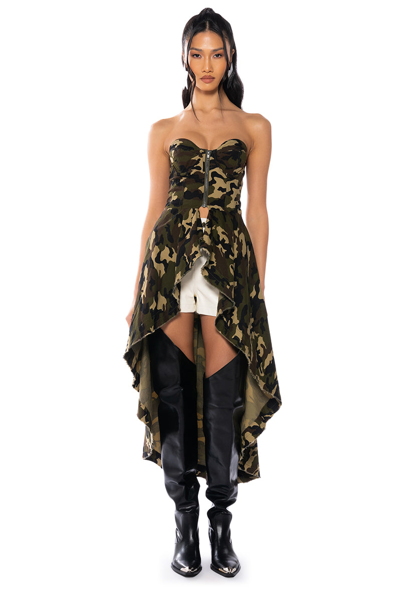 DUSK TIL DAWN CAMO CORSET BLOUSE
