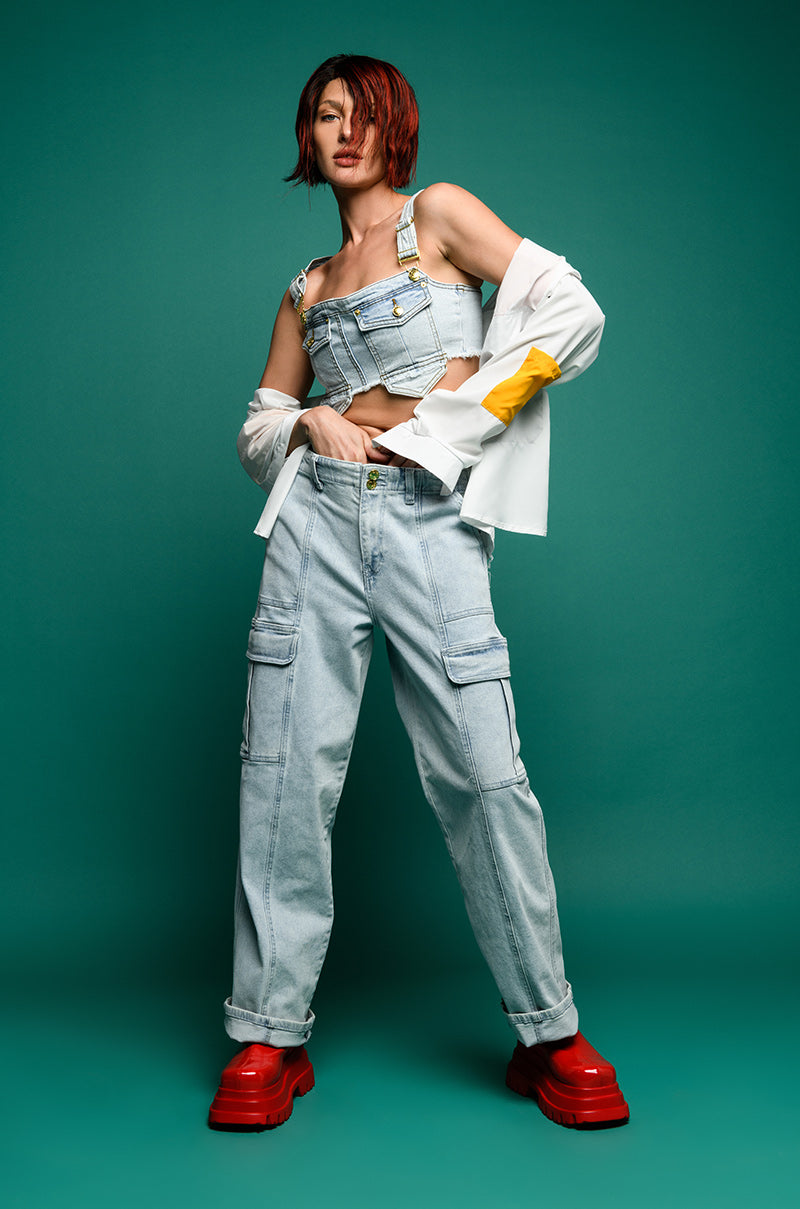 ELIZA DENIM CORSET TOP