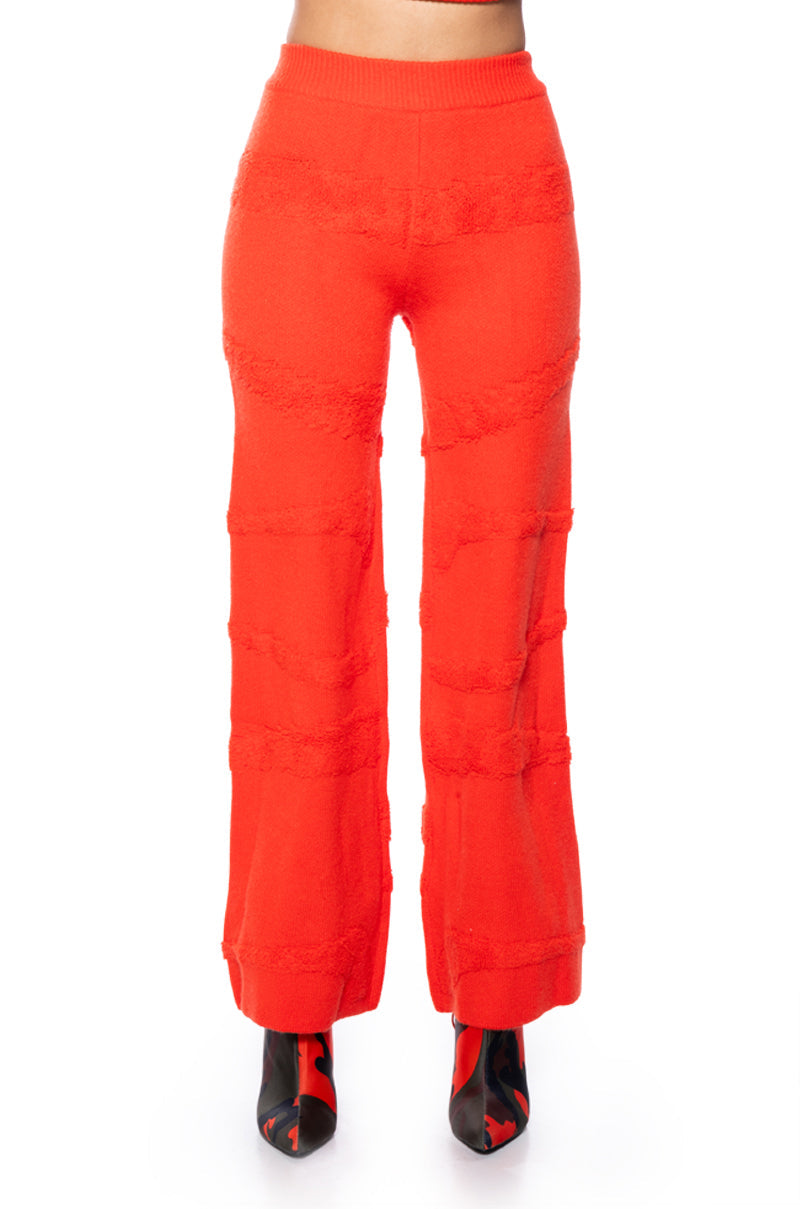 CARISSA COZY KNIT WIDE LEG PANT IN ORANGE