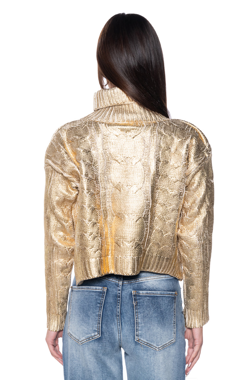 ESME METALLIC COATED TURTLENECK SWEATER