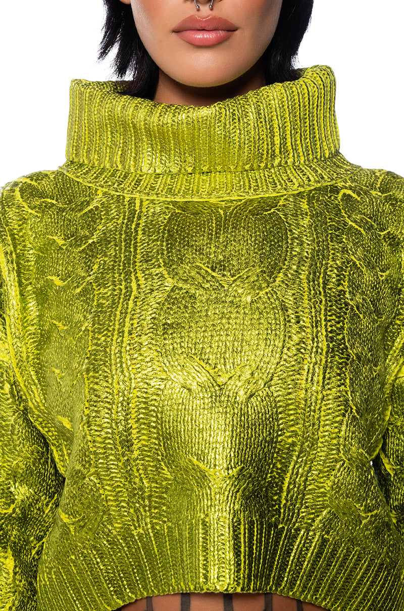 ESME GREEN METALLIC SWEATER