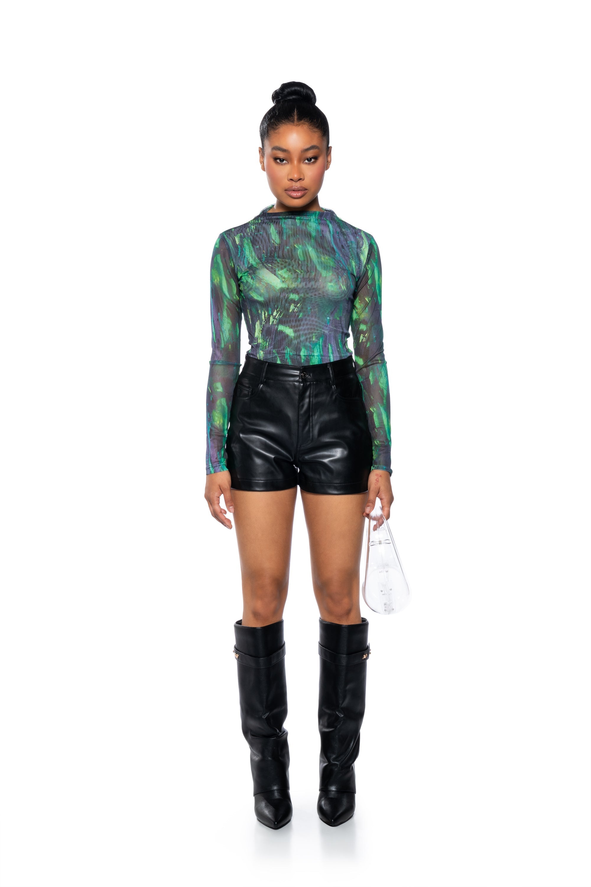 EVERGREEN LONG SLEEVE MESH BODYSUIT