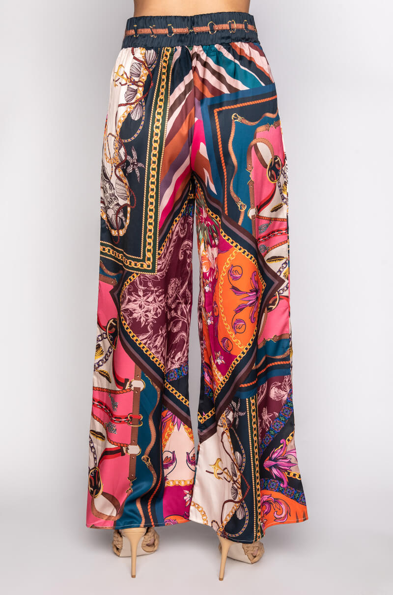 EXCUSE ME TIE FRONT WIDE LEG PALAZZO PANTS