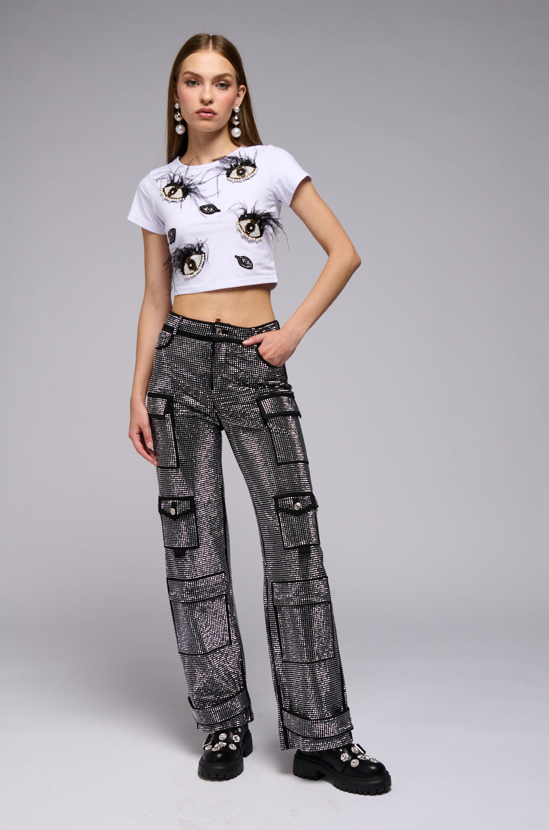 EYES ON THE PRIZE EMBELLISHED BABY TEE