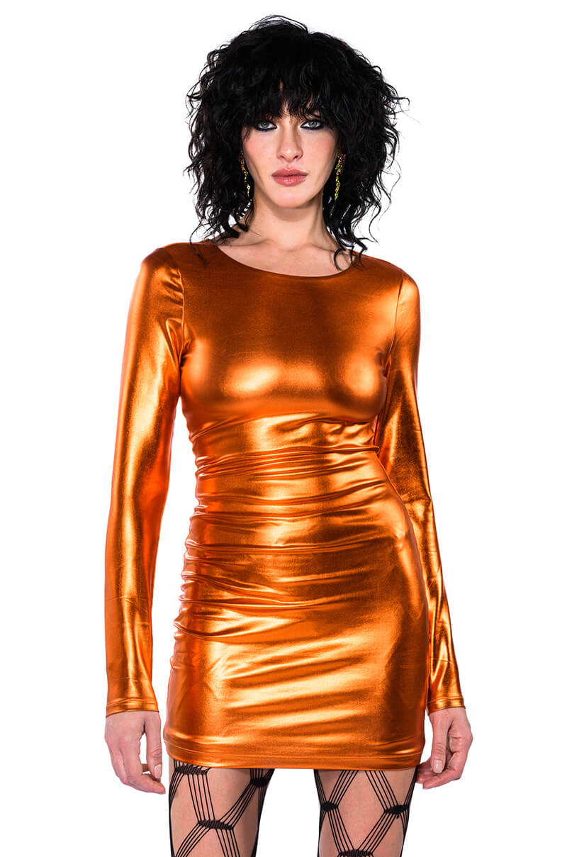 FEELING A MOMENT LONG SLEEVE CREW NECK MINI DRESS