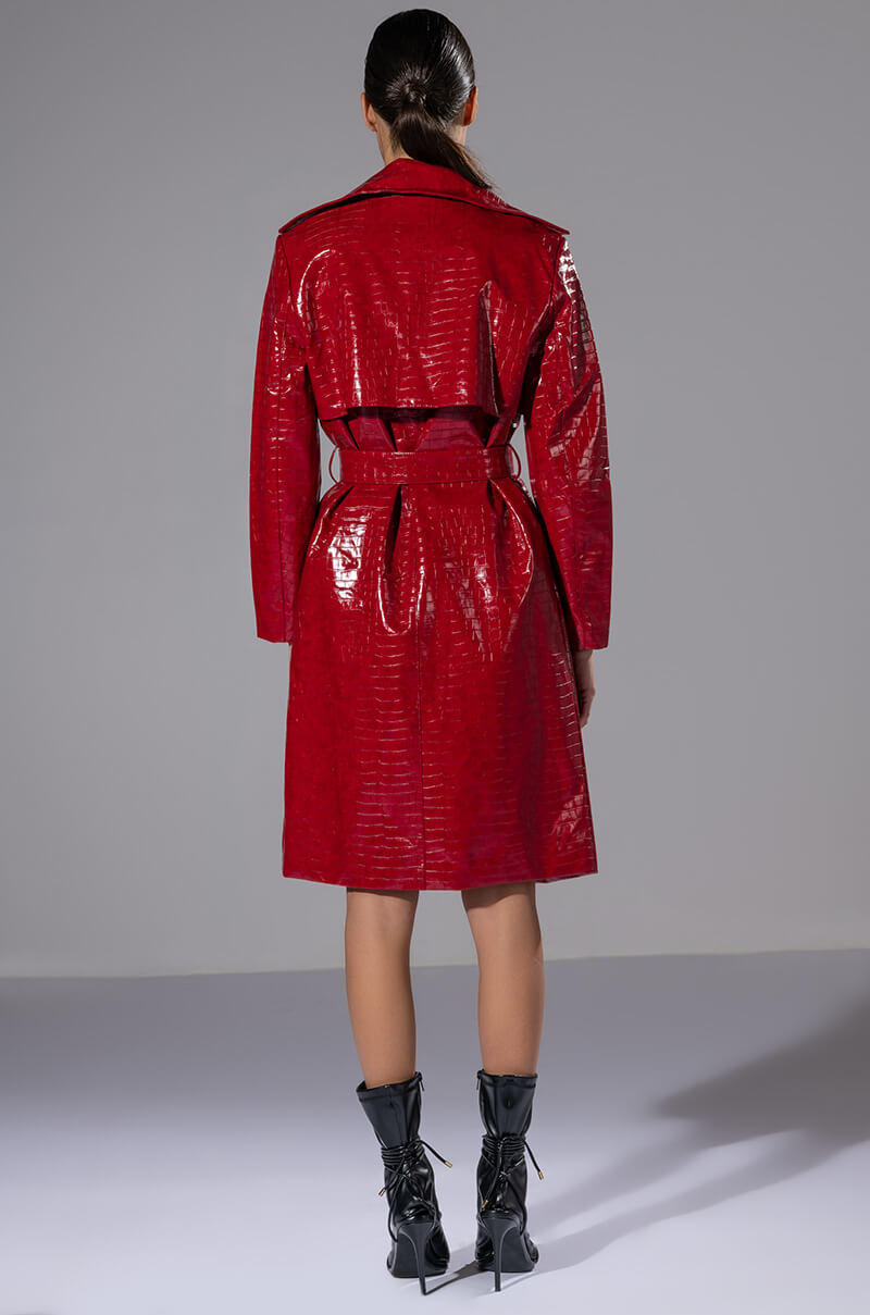FEELING EXTRA BOSSY RED CROC TRENCH