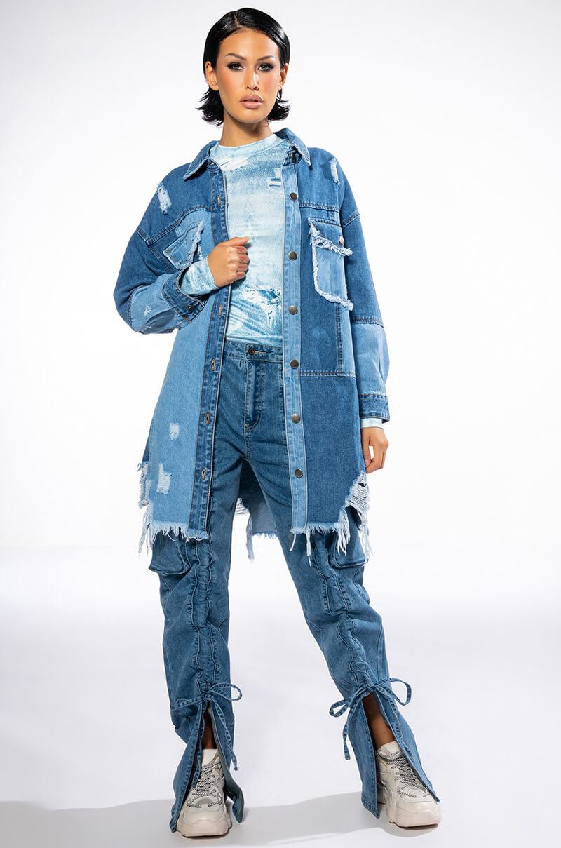 FEELING GOOD DENIM MINI DRESS