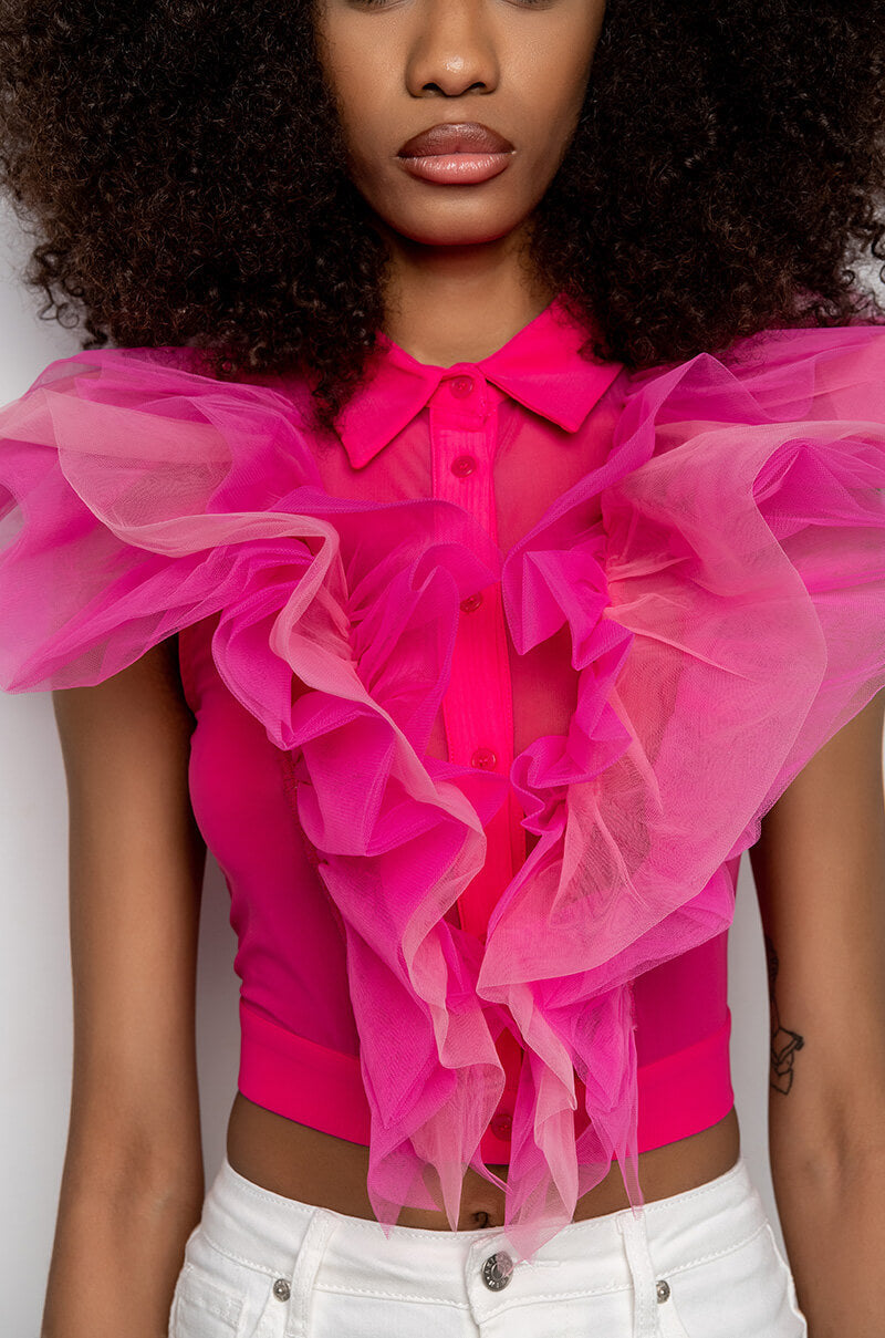 APHRODITE SLEEVELESS MESH BLOUSE