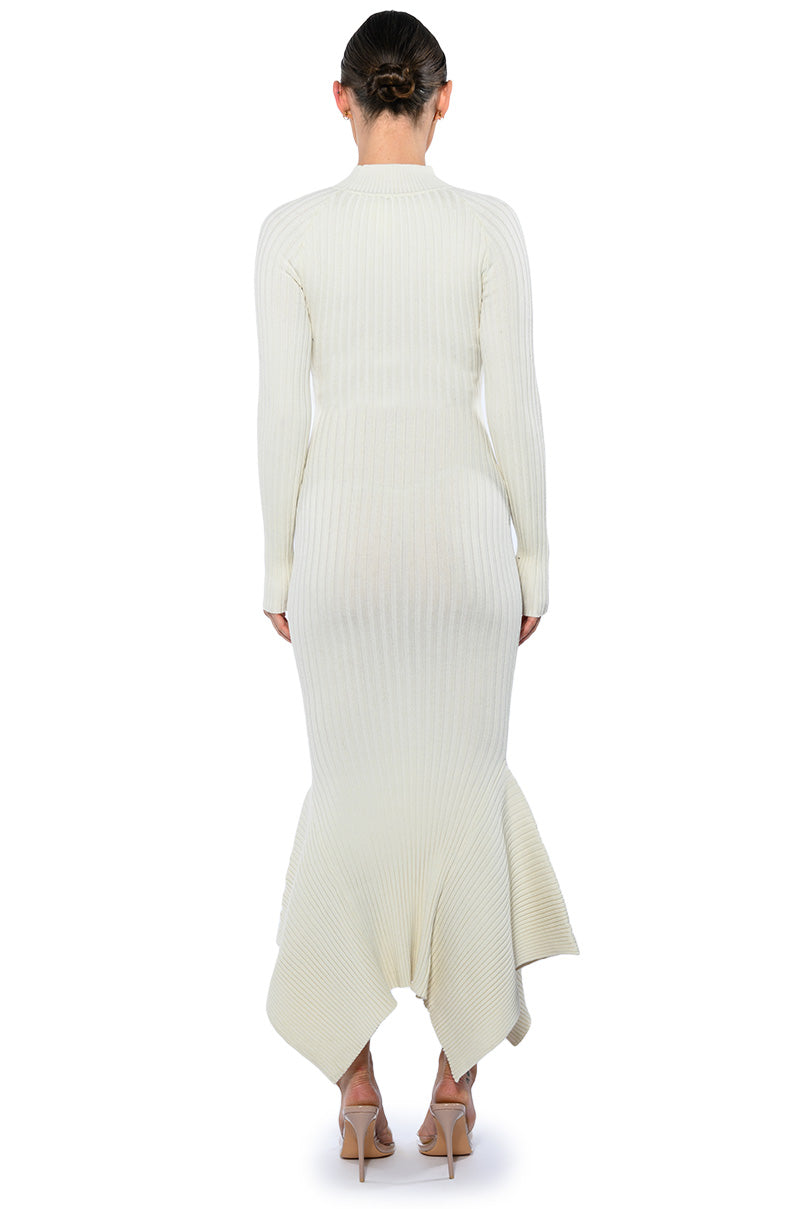 FORGET ME NOT LONG SLEEVE MOCK NECK MIDI DRESS